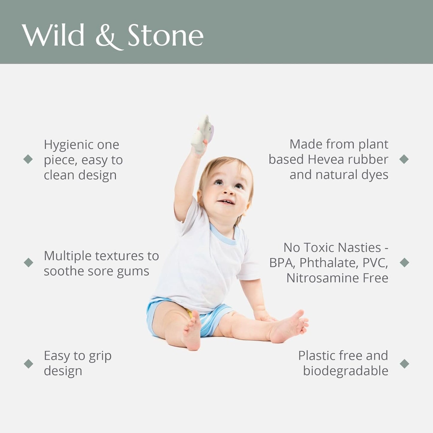 Natural Rubber Baby Teether: Soothe Teething Discomfort with Safe, Eco-Friendly Chew Toy - Non-Toxic: BPA, Phthalate, PVC & Nitrosamine Free