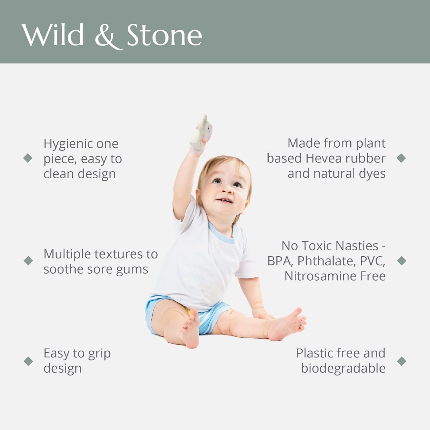 Natural Rubber Baby Teether: Soothe Teething Discomfort with Safe, Eco-Friendly Chew Toy - Non-Toxic: BPA, Phthalate, PVC & Nitrosamine Free